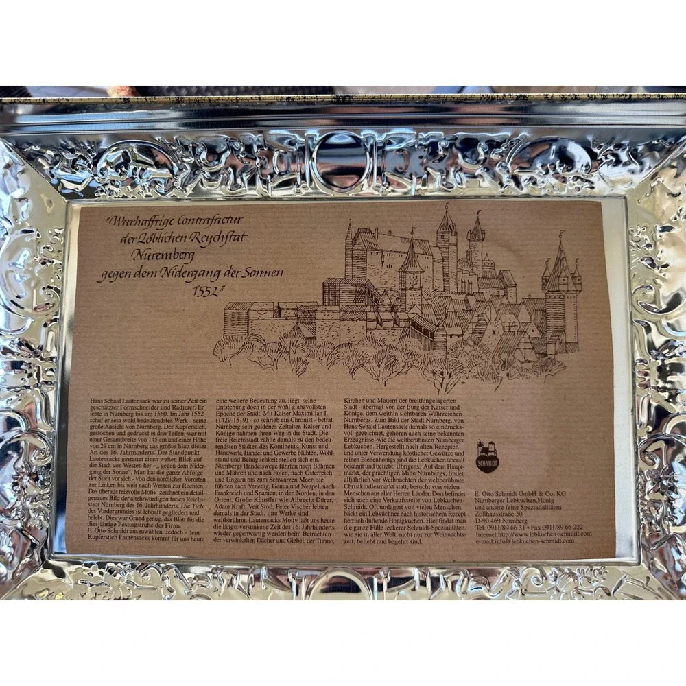 Vintage 2001 E Otto Schmidt Nuremberg Germany Large Lebkuchen Biscuit Tin Chest